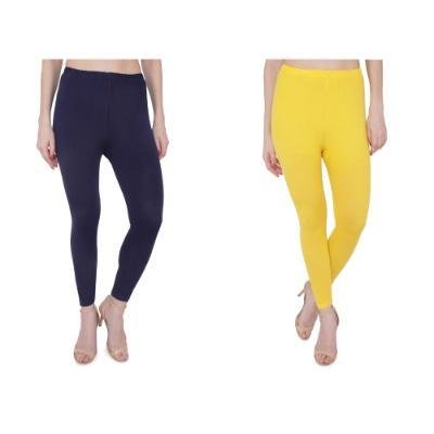 MADONA Ankel Lenth Western Wear Leggins (Solid)Yellow,Blue, Pack of 2