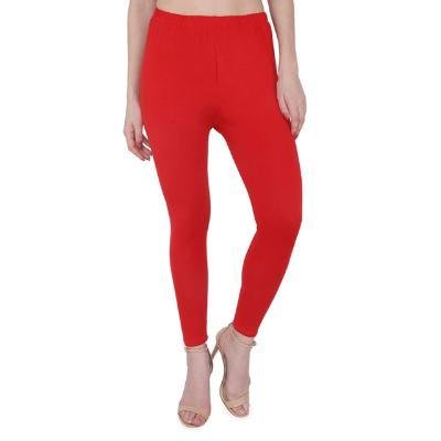 MADONA Ankel Lenth Western Wear Leggins (Solid) Red Pack of 1