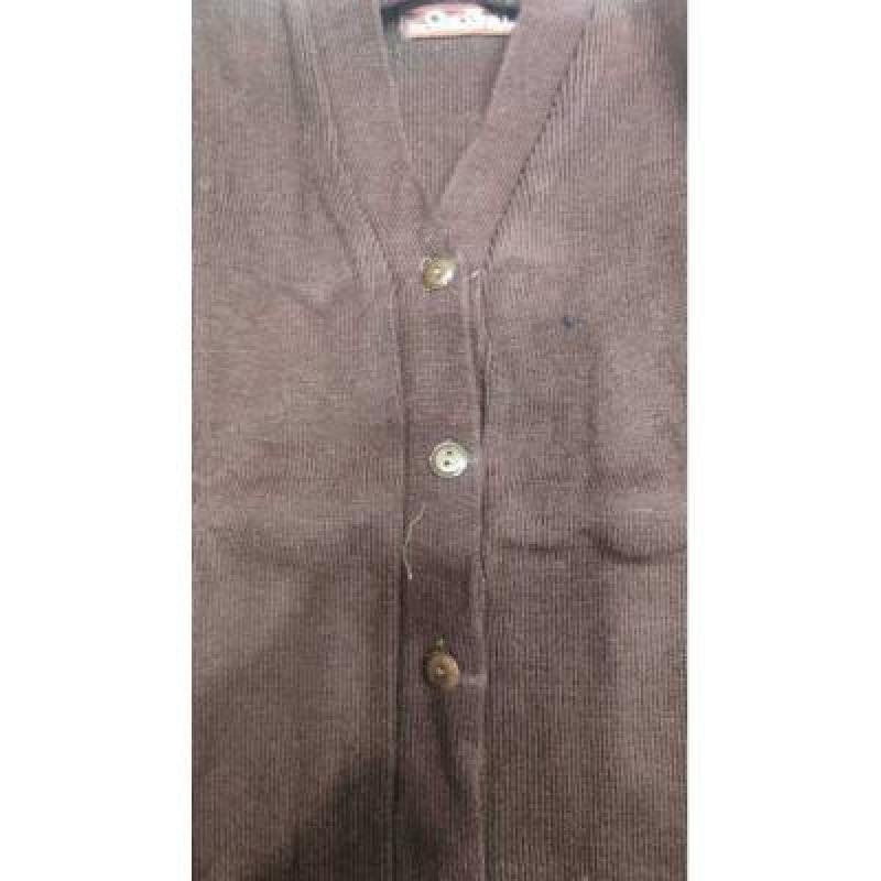Cotton Blend Full Sleeves Cardigan School Sweater for Girls Coffee(Pack Of 1 )
