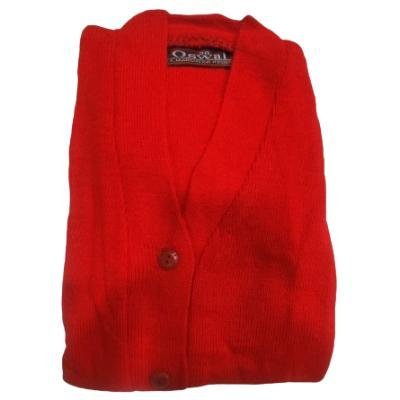 Cotton Blend Full Sleeves Cardigan School Sweater for Girls Red (Pack Of 1 )