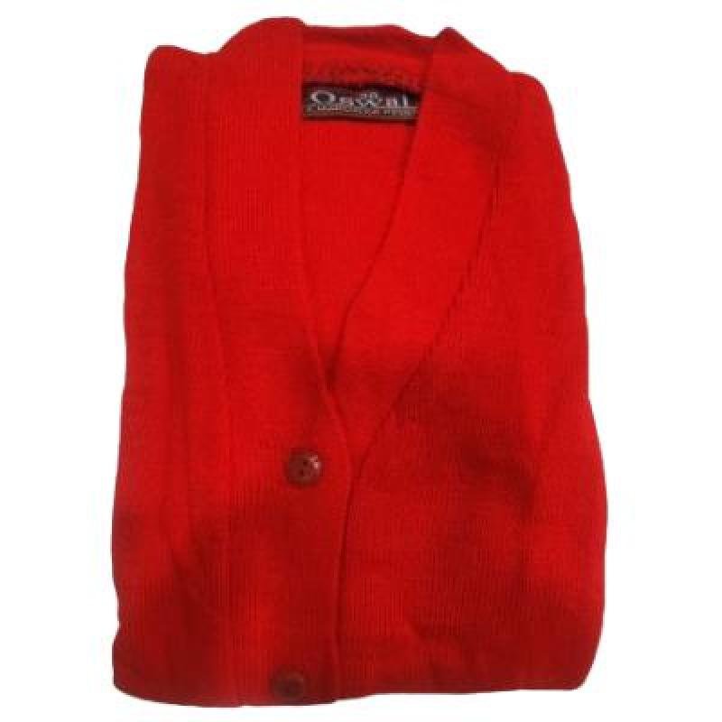 Cotton Blend Full Sleeves Cardigan School Sweater for Girls Red (Pack Of 1 )