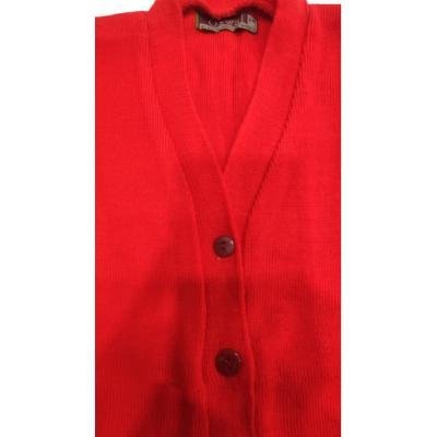 Cotton Blend  Sleepless  Font Open School Sweater for  Girls  Orange  (Pack Of 1 )