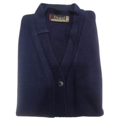 Cotton Blend  Sleepless  Font Open School Sweater for  Girls  NavyBlue  (Pack Of 1 )