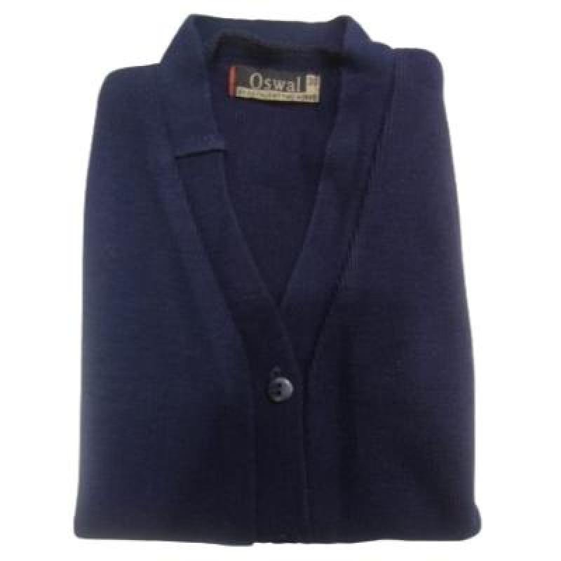 Cotton Blend  Sleepless  Font Open School Sweater for  Girls  NavyBlue  (Pack Of 1 )