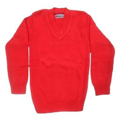 Cotton Blend Full Sleeves  School Sweater for Boys & Girls Red (Pack Of 1 )