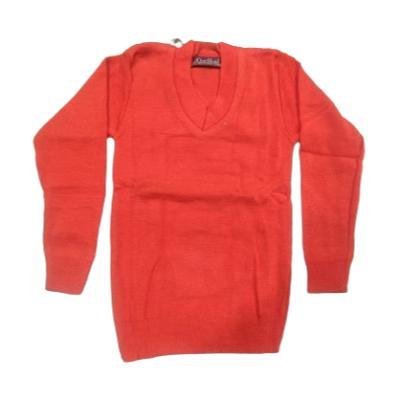 Cotton Blend Full Sleeves  School Sweater for Boys & Girls Orange (Pack Of 1 )