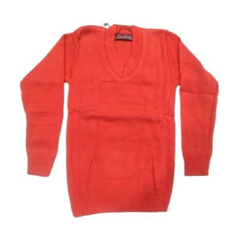 Cotton Blend Full Sleeves  School Sweater for Boys & Girls Orange (Pack Of 1 )