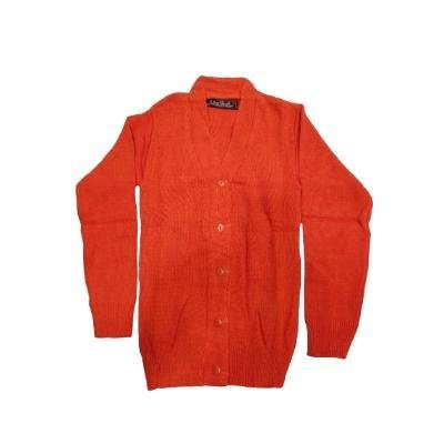 Cotton Blend Full Sleeves Cardigan School Sweater for Girls Orange (Pack Of 1 )