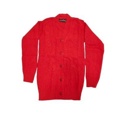 Cotton Blend Full Sleeves Cardigan School Sweater for Girls Red (Pack Of 1 )