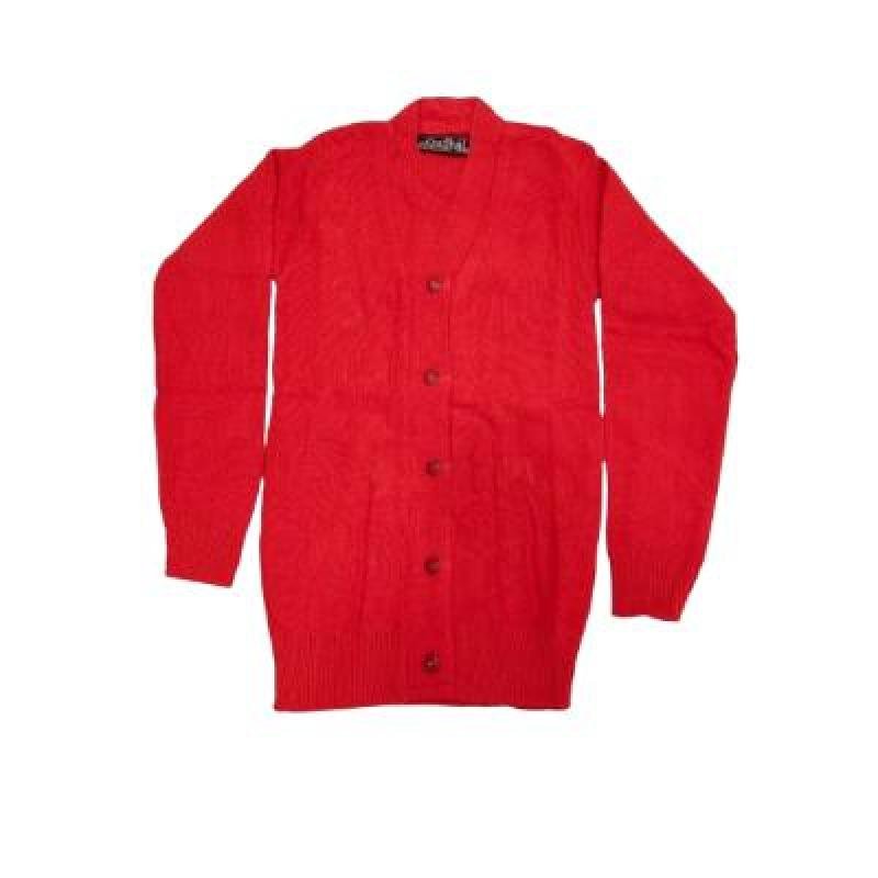 Cotton Blend Full Sleeves Cardigan School Sweater for Girls Red (Pack Of 1 )