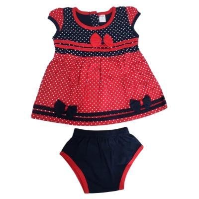Pink Baby Girl's Back Side Open Frock With Panty(Red,Black) PACK OF 1