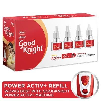 Good Knight Power Activ+Liquid Mosquito Vaporiser Refill 45 x 4 ML (Pack Of 4)