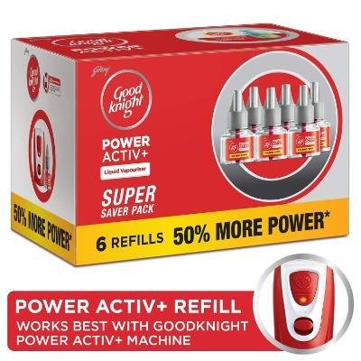 Good Knight Power Activ+Liquid Mosquito Vaporiser Refill 45 x 6 ML (Pack Of 6)