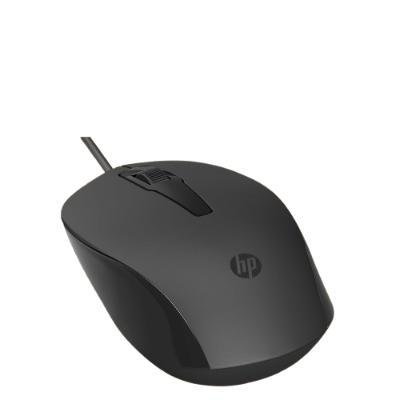 HP 150 Wired Mouse Wired Ambidextrous Optical Mouse (USB 2.0,Black) PACK OF 1