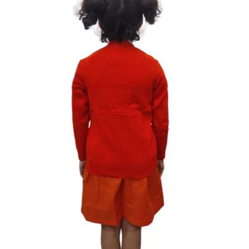 Cotton Blend Full Sleeves Cardigan School Sweater for Girls Orange (Pack Of 1 )