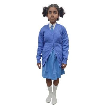Cotton Blend Full Sleeves Cardigan School Sweater for Girls SkyBlue (Pack Of 1 )