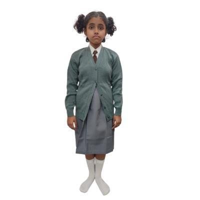 Cotton Blend Full Sleeves Cardigan School Sweater for Girls Grey (Pack Of 1 )