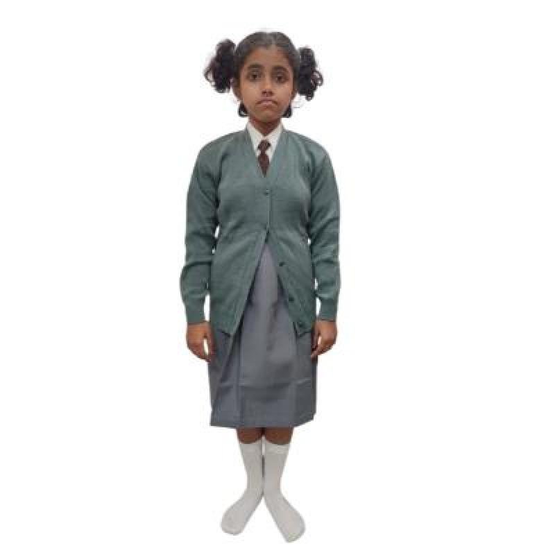 Cotton Blend Full Sleeves Cardigan School Sweater for Girls Grey (Pack Of 1 )
