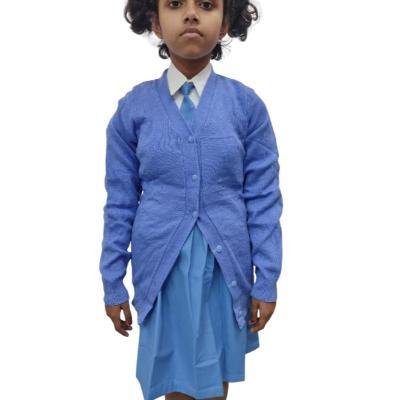 Cotton Blend Full Sleeves Cardigan School Sweater for Girls SkyBlue (Pack Of 1 )