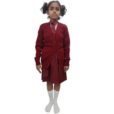 Cotton Blend Full Sleeves Cardigan School Sweater for Girls Maroon (Pack Of 1 )