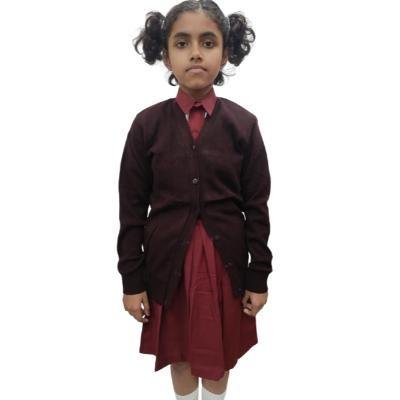 Cotton Blend Full Sleeves Cardigan School Sweater for Girls Black (Pack Of 1 )