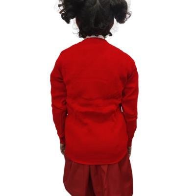 Cotton Blend Full Sleeves Cardigan School Sweater for Girls Red (Pack Of 1 )