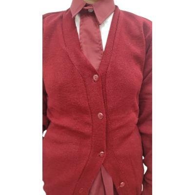Cotton Blend Full Sleeves Cardigan School Sweater for Girls Maroon (Pack Of 1 )
