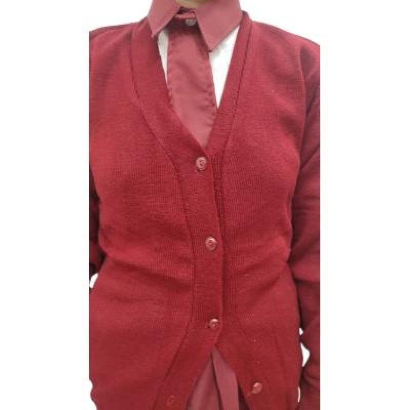 Cotton Blend Full Sleeves Cardigan School Sweater for Girls Maroon (Pack Of 1 )