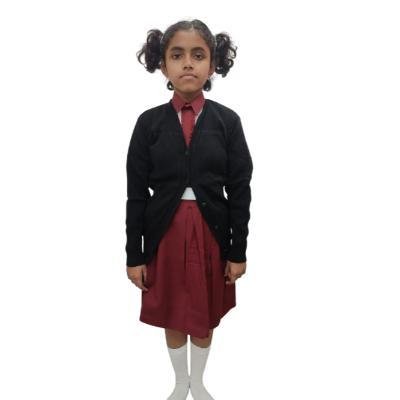 Cotton Blend Full Sleeves Cardigan School Sweater for Girls Black (Pack Of 1 )