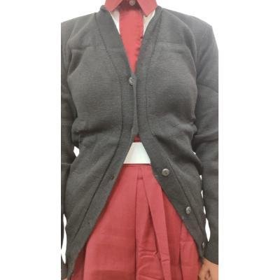 Cotton Blend Full Sleeves Cardigan School Sweater for Girls Coffee(Pack Of 1 )