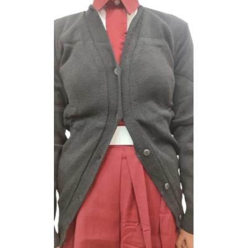 Cotton Blend Full Sleeves Cardigan School Sweater for Girls Coffee(Pack Of 1 )