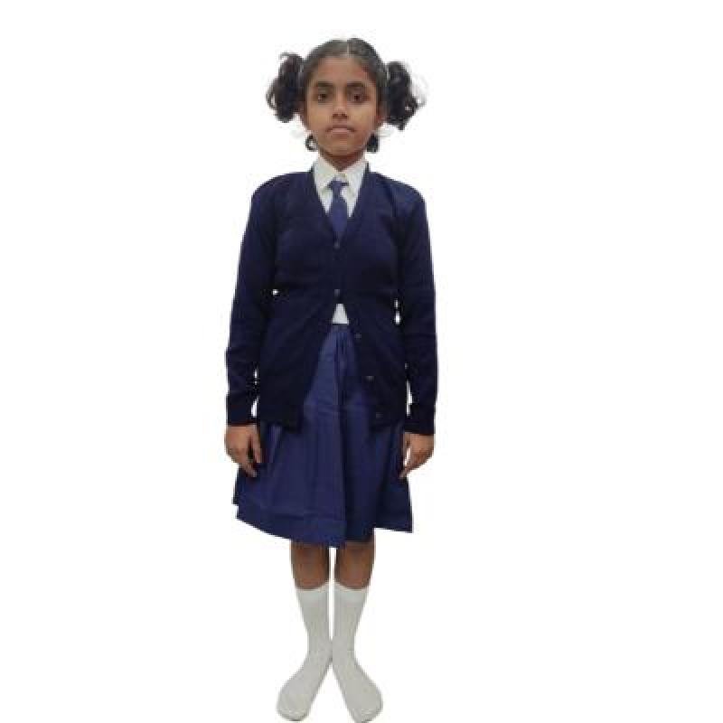 Cotton Blend Full Sleeves Cardigan School Sweater for Girls NavyBlue (Pack Of 1 )