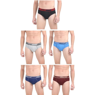 Lux Genex Solid  Brief Out Elastic For Men (Pack Of 5)