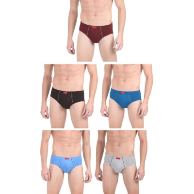 Lux Genex Solid Brief Inner Elastic For Men (Pack Of 5)