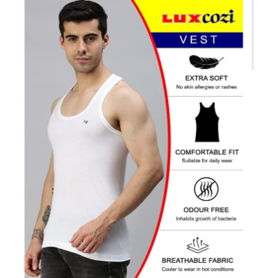 Lux Cozi Cotton Vest For boys & Man(Pack Of 2)