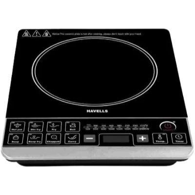 Havells InstaCook Energy-Efficient 2000W Induction Cooktop – Crystal Glass, 9 Cooking Modes, Digital LED Display, Auto Pan Detection & Copper Coil (Black, 3-Year Warranty)