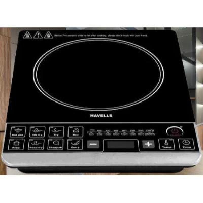 Havells InstaCook Energy-Efficient 2000W Induction Cooktop – Crystal Glass, 9 Cooking Modes, Digital LED Display, Auto Pan Detection & Copper Coil (Black, 3-Year Warranty)