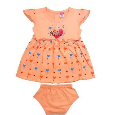 Pink Baby Girl Back Side Open Frock With Panty (Peach) PACK OF 1
