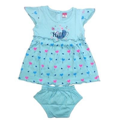 Pink Baby Girl's Back Side Open Frock With Panty (Sky Blue) PACK OF 1