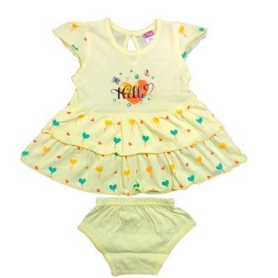 Pink Baby Girl Back Side Open Frock With Panty(Yellow)PACK OF 1