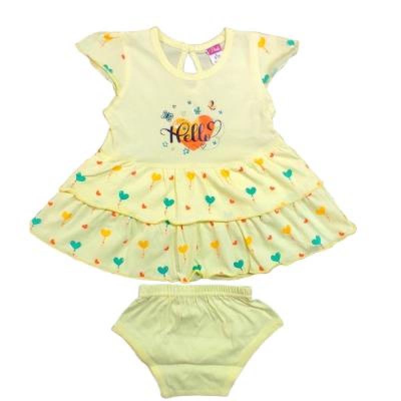 Pink Baby Girl Back Side Open Frock With Panty(Yellow)PACK OF 1
