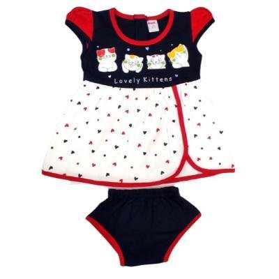Pink Baby Girl's Back Side Open Frock With Panty(Black)PACK OF 1