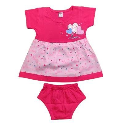 Pink Baby Girls Fornt Open  Frock With Panty( Pink)PACK OF 1