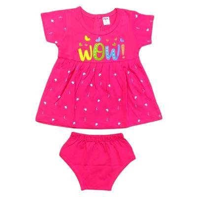 Pink Baby Girl's Back Side Open Frock With Panty (Pink) PACK OF 1
