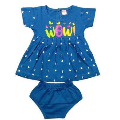 Pink Baby Girl's Back Side Open Frock With Panty (Neavy Blue) PACK OF 1