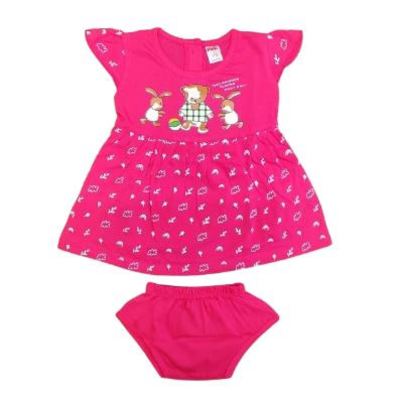 Pink Baby Girl's Back Side Open Frock With Panty (Pink) PACK OF 1