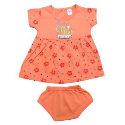 Pink Baby Girl Back Side Open Frock With Panty (Peach) PACK OF 1