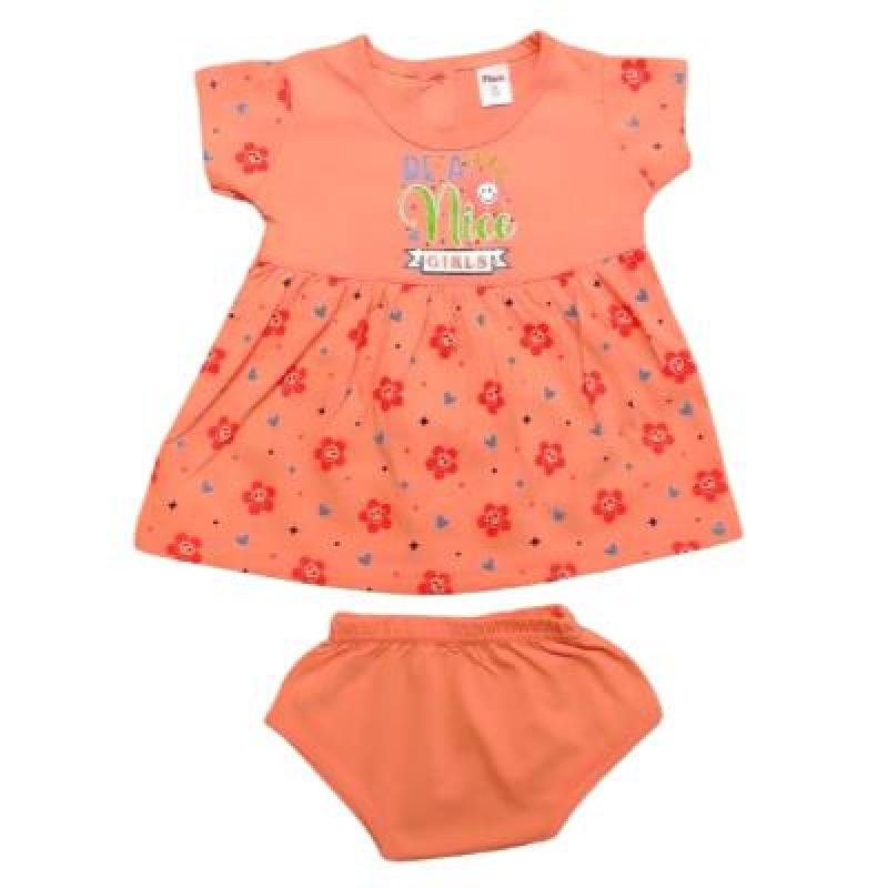 Pink Baby Girl Back Side Open Frock With Panty (Peach) PACK OF 1