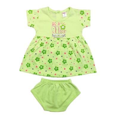 Pink Baby Girl's Back Side Open Frock With Panty (Green) PACK OF 1