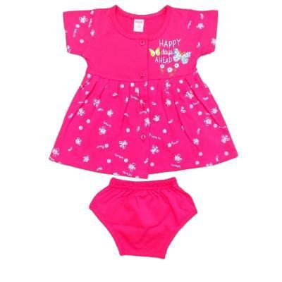 Pink Baby Girls Fornt Open  Frock With Panty(Pink)PACK OF 1